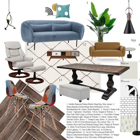 Retro Final Board with Info Interior Design Mood Board by beka on Style Sourcebook