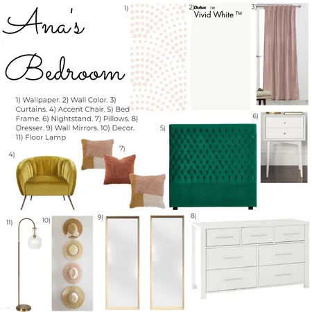 Ana's Bedroom Interior Design Mood Board by veronacoronel on Style Sourcebook