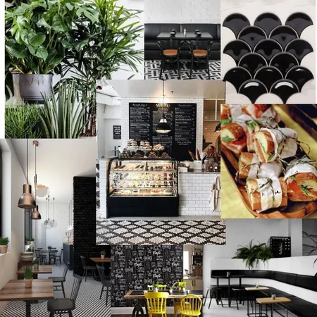 Black and White Cafe Interior Design Mood Board by Michelle_Neilsen on Style Sourcebook