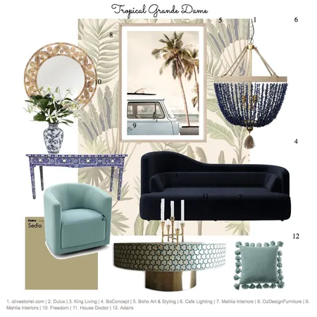 Tropical Grande Dame Interior Design Mood Board by be elle interiors on Style Sourcebook
