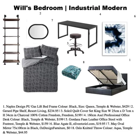 Industrial Modern - Will's Room Interior Design Mood Board by CJR - Interior Consultant on Style Sourcebook