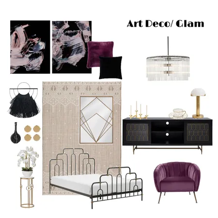 Art Deco Bedroom Interior Design Mood Board by anyakarama on Style Sourcebook