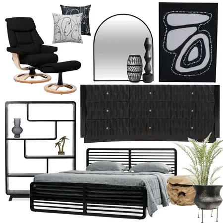 Bold Black Bedroom Interior Design Mood Board by SAMMYUAL on Style Sourcebook