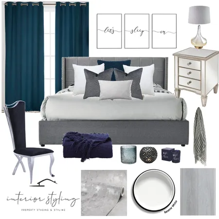 Blue and White Bedroom Interior Design Mood Board by Interior Styling on Style Sourcebook