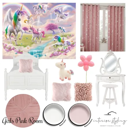 Girls Pink Room Interior Design Mood Board by Interior Styling on Style Sourcebook