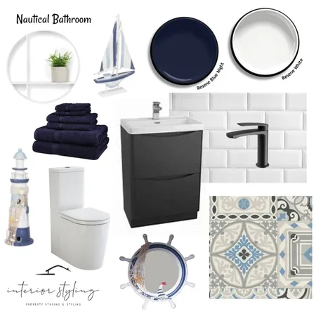 Small Nautical Bathroom Interior Design Mood Board by Interior Styling on Style Sourcebook