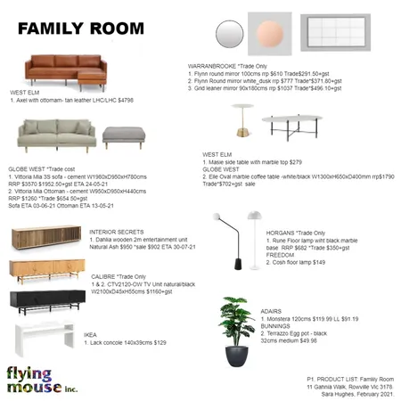 Sara - Product List: Open plan family room Interior Design Mood Board by Flyingmouse inc on Style Sourcebook