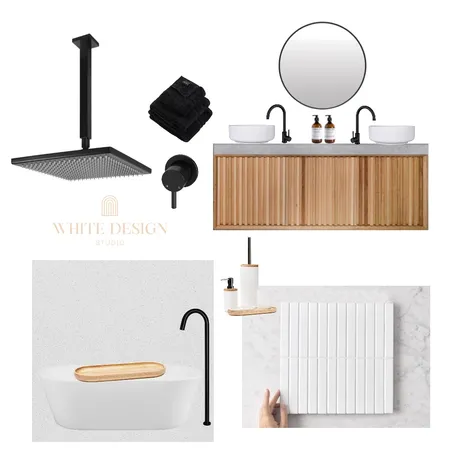 Black and Timber Bathroom Interior Design Mood Board by White Design Studio on Style Sourcebook