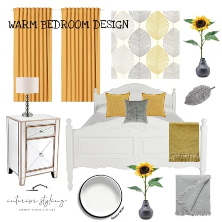 Warm Yellow Bedroom Interior Design Mood Board by Interior Styling on Style Sourcebook