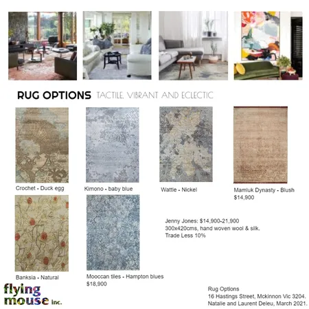 Deleu: Rug Options- Jenny Jones Interior Design Mood Board by Flyingmouse inc on Style Sourcebook