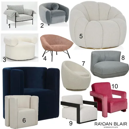 Occasional chair options Interior Design Mood Board by RAYDAN BLAIR on Style Sourcebook