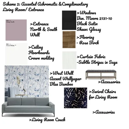 Scheme 2: Accented Achromatic/ Complimentary Interior Design Mood Board by House of Serena Smith Designs on Style Sourcebook