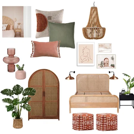 pink boho bedroom Interior Design Mood Board by heba on Style Sourcebook