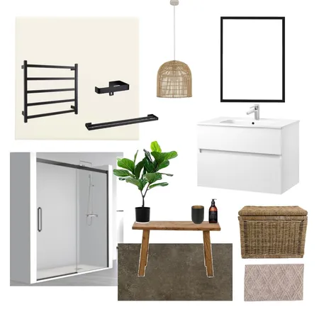 Bathroom black and natural Interior Design Mood Board by clarova on Style Sourcebook