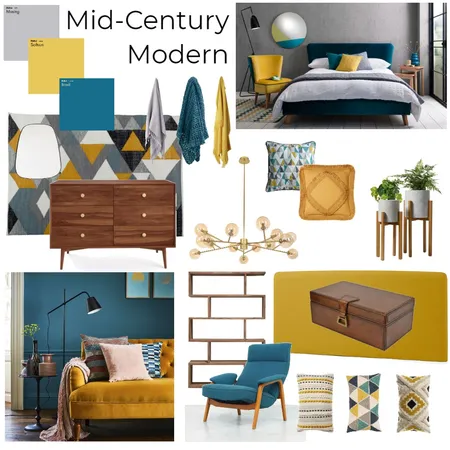 Mustard & Teal Mid Century Interior Design Mood Board by Megan Taylor on Style Sourcebook