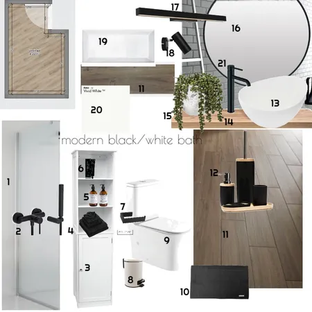 black and white modern small bath Interior Design Mood Board by Diakosmo+ on Style Sourcebook