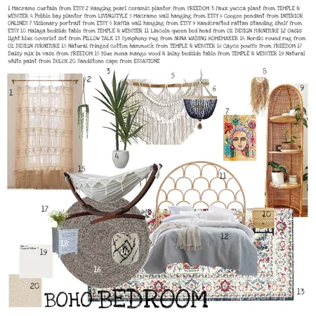 SAMPLE BOARD - BEDROOM-BOHO Interior Design Mood Board by Yujin Lee on Style Sourcebook