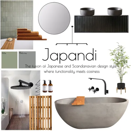 Japandi Bathroom Interior Design Mood Board by rosiebarnett on Style Sourcebook