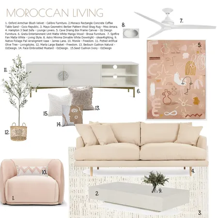 Moroccan Living Interior Design Mood Board by SALT SOL DESIGNS on Style Sourcebook