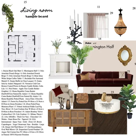 Living room sample board Interior Design Mood Board by bettyczok on Style Sourcebook