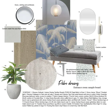 Palm dreams Entrance Interior Design Mood Board by Renee Interiors on Style Sourcebook