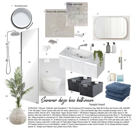 Summer daze luxe bathroom Interior Design Mood Board by Renee Interiors on Style Sourcebook