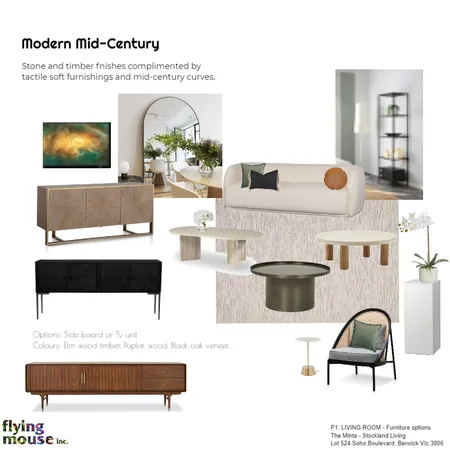 P1. Living room - Modern Mid-century Interior Design Mood Board by Flyingmouse inc on Style Sourcebook