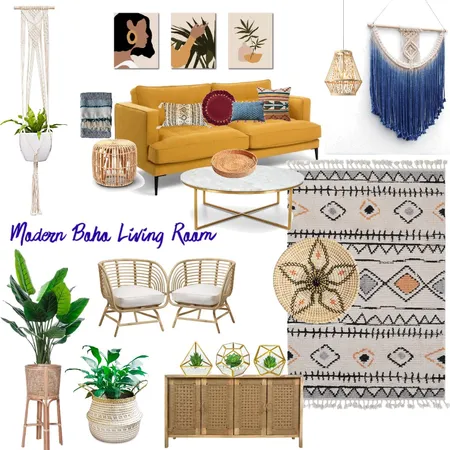 Modern Boho Living Room Interior Design Mood Board by Rachana Kapoor on Style Sourcebook