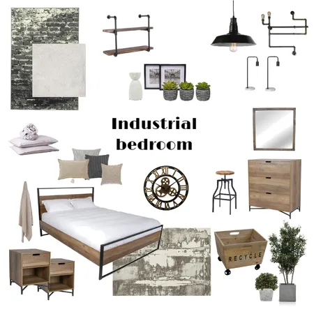 Industrial Bedroom Interior Design Mood Board by Sabina on Style Sourcebook