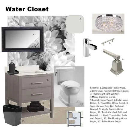Water Closet Interior Design Mood Board by Tekla on Style Sourcebook
