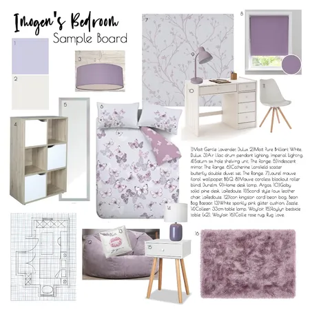Imogen's Bedroom - Sample Board Interior Design Mood Board by Nicola on Style Sourcebook