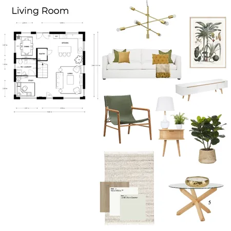 Monochromatic Green Living Room Sample Board Interior Design Mood Board by Madeline Campbell on Style Sourcebook