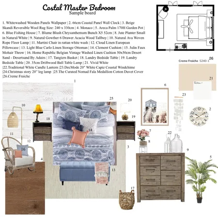 Coastal Master Bedroom Interior Design Mood Board by Debbie Wells on Style Sourcebook