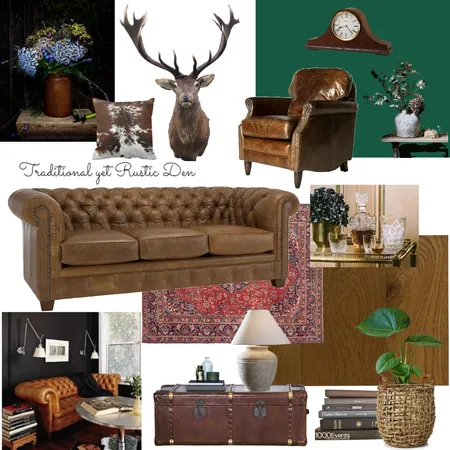 Traditional yet Rustic Den Interior Design Mood Board by juleslove on Style Sourcebook