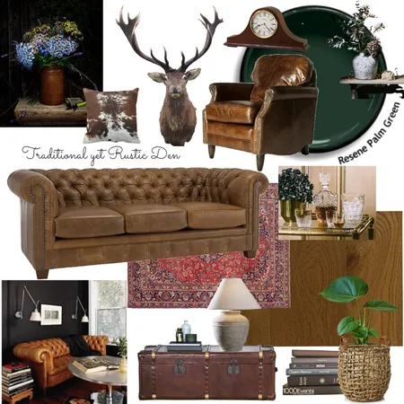 Traditional Rustic Den Interior Design Mood Board by juleslove on Style Sourcebook