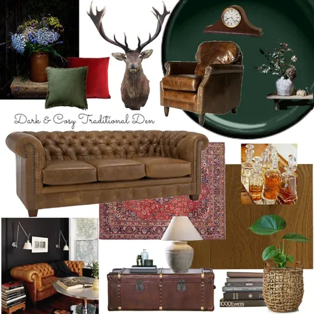Dark & Cosy Traditional Den Interior Design Mood Board by juleslove on Style Sourcebook