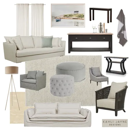 Contemporary Farmhouse Sitting Room Interior Design Mood Board by Kahli Jayne Designs on Style Sourcebook