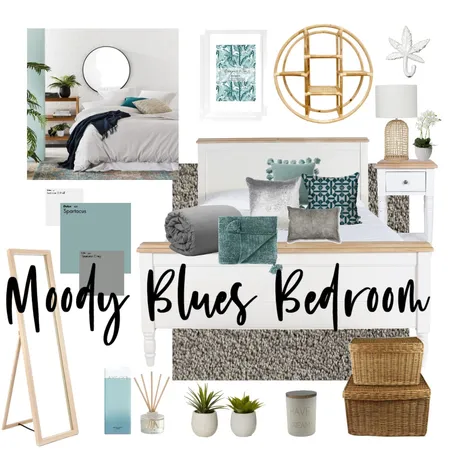 Moody Blues Bedroom Interior Design Mood Board by Megan.Ferguson.71 on Style Sourcebook