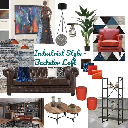 Industrial Style - Bachelor Loft Interior Design Mood Board by Brenda Maps on Style Sourcebook