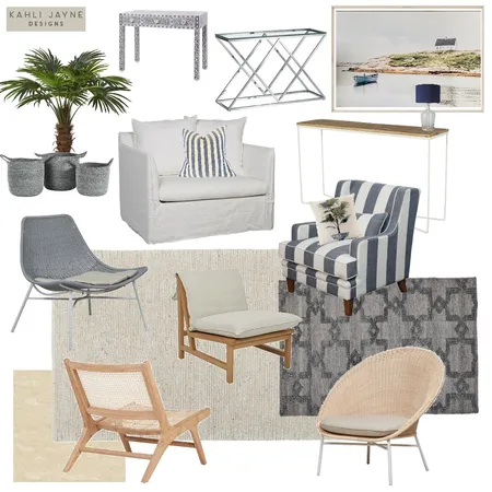 Hamptons Coastal Sitting Room Interior Design Mood Board by Kahli Jayne Designs on Style Sourcebook