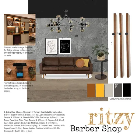 Ritzy Barbershop 02 Interior Design Mood Board by caroliiners on Style Sourcebook