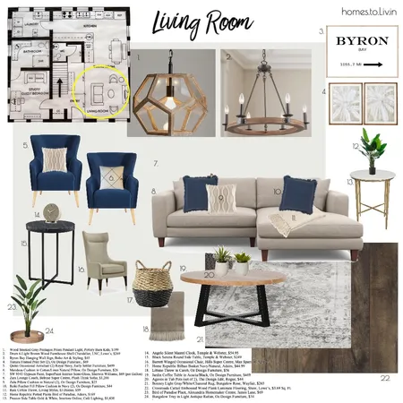 Living Room Sample Board - DONE Interior Design Mood Board by Homes to Liv In on Style Sourcebook