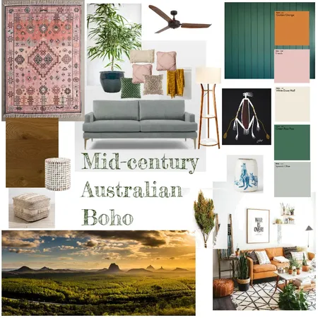 Mid Century Australian Boho Interior Design Mood Board by Sunset Diving Bird on Style Sourcebook