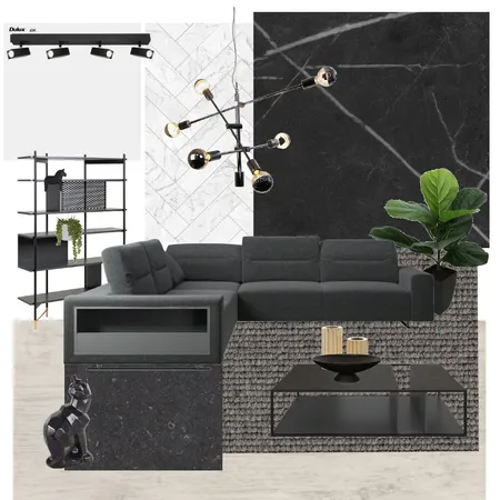 Monochrome black livingroom Interior Design Mood Board by Golovistikova on Style Sourcebook