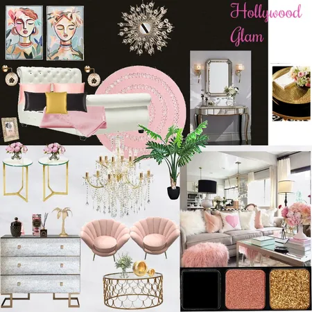 Hollywood Glam with chandelier and mirror and new palette Interior Design Mood Board by Giang Nguyen on Style Sourcebook