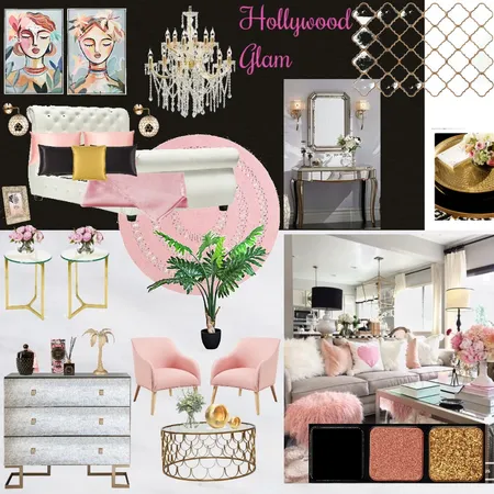 Hollywood Glam with diamond mirror, new chair and pallette Interior Design Mood Board by Giang Nguyen on Style Sourcebook
