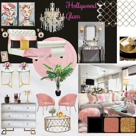 Hollywood Glam with diamond mirror, new chair and pallette Interior Design Mood Board by Giang Nguyen on Style Sourcebook
