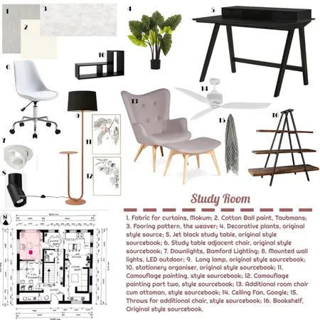 Study room Interior Design Mood Board by shubhangi2305 on Style Sourcebook