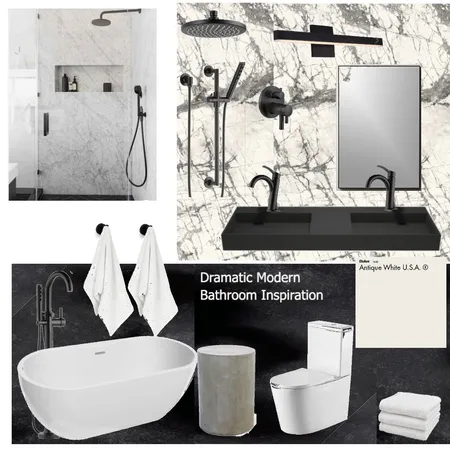Dramatic Modern Bathroom Interior Design Mood Board by carolynstevenhaagen on Style Sourcebook