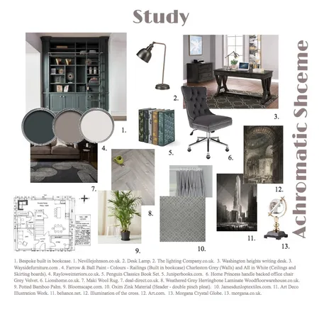 Study - Achromatic Scheme Interior Design Mood Board by JayresDesign on Style Sourcebook
